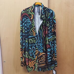 Norma Kamali NWToversized funky boyfriend shirtBlackwteal,green,orange,red sz lg